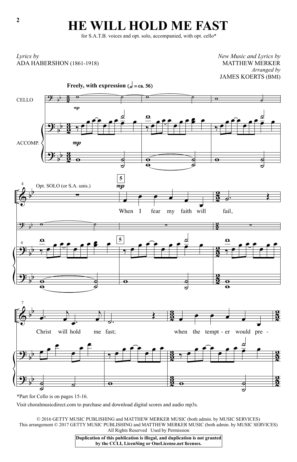 Download James Koerts He Will Hold Me Fast Sheet Music
