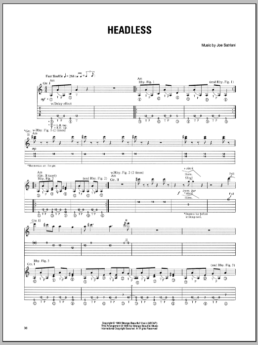 Download Joe Satriani Headless Sheet Music
