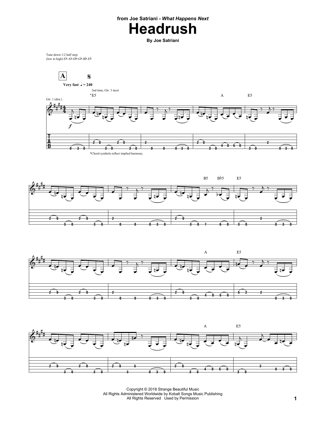 Download Joe Satriani Headrush Sheet Music