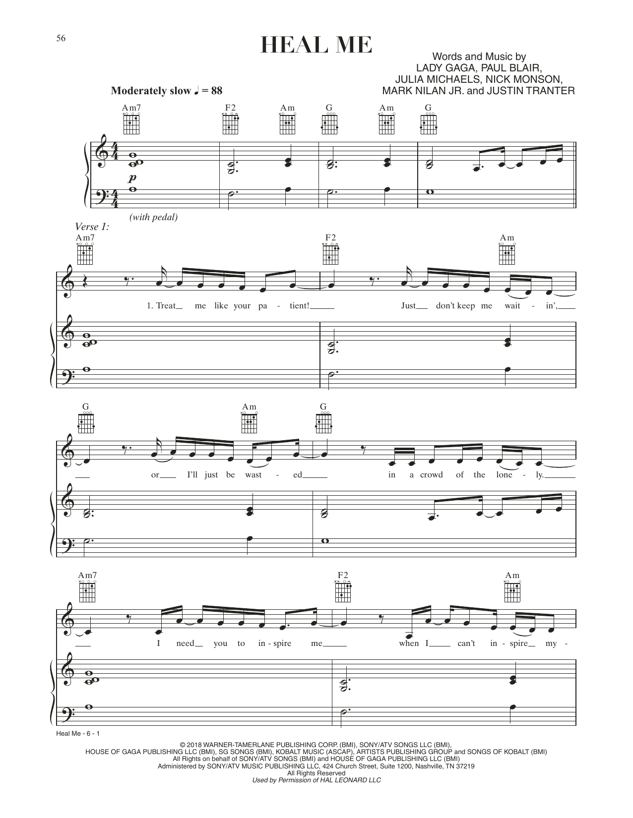 Download Lady Gaga Heal Me (from A Star Is Born) Sheet Music
