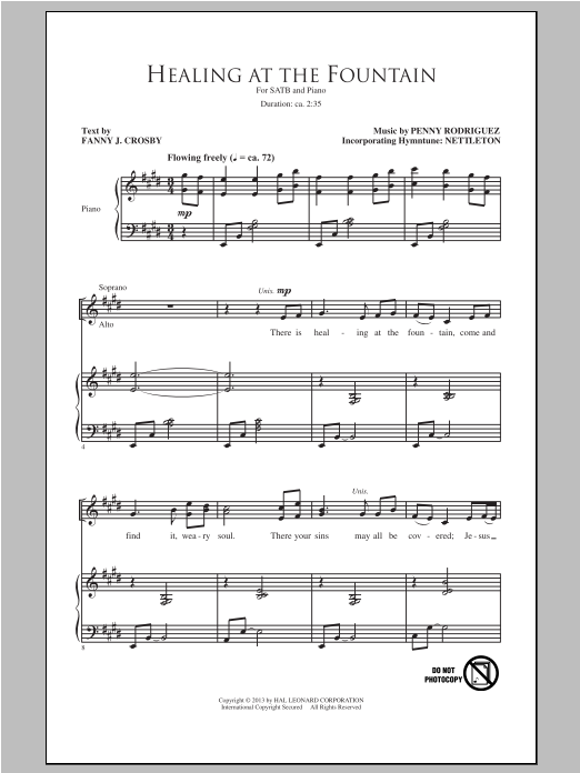 Download Penny Rodriguez Healing At The Fountain Sheet Music