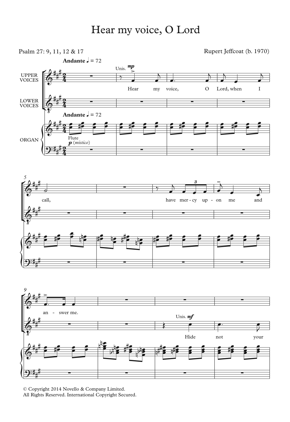 Download Rupert Jeffcoat Hear My Voice, O Lord Sheet Music