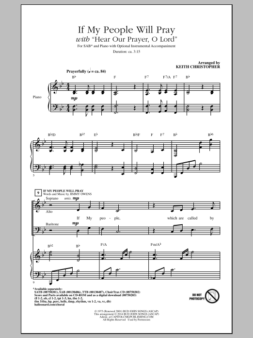 Download Keith Christopher If My People Will Pray (with Hear Our P Sheet Music