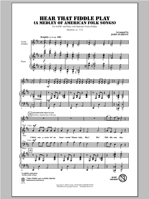 Download John Purifoy Hear That Fiddle Play (A Medley of Amer Sheet Music