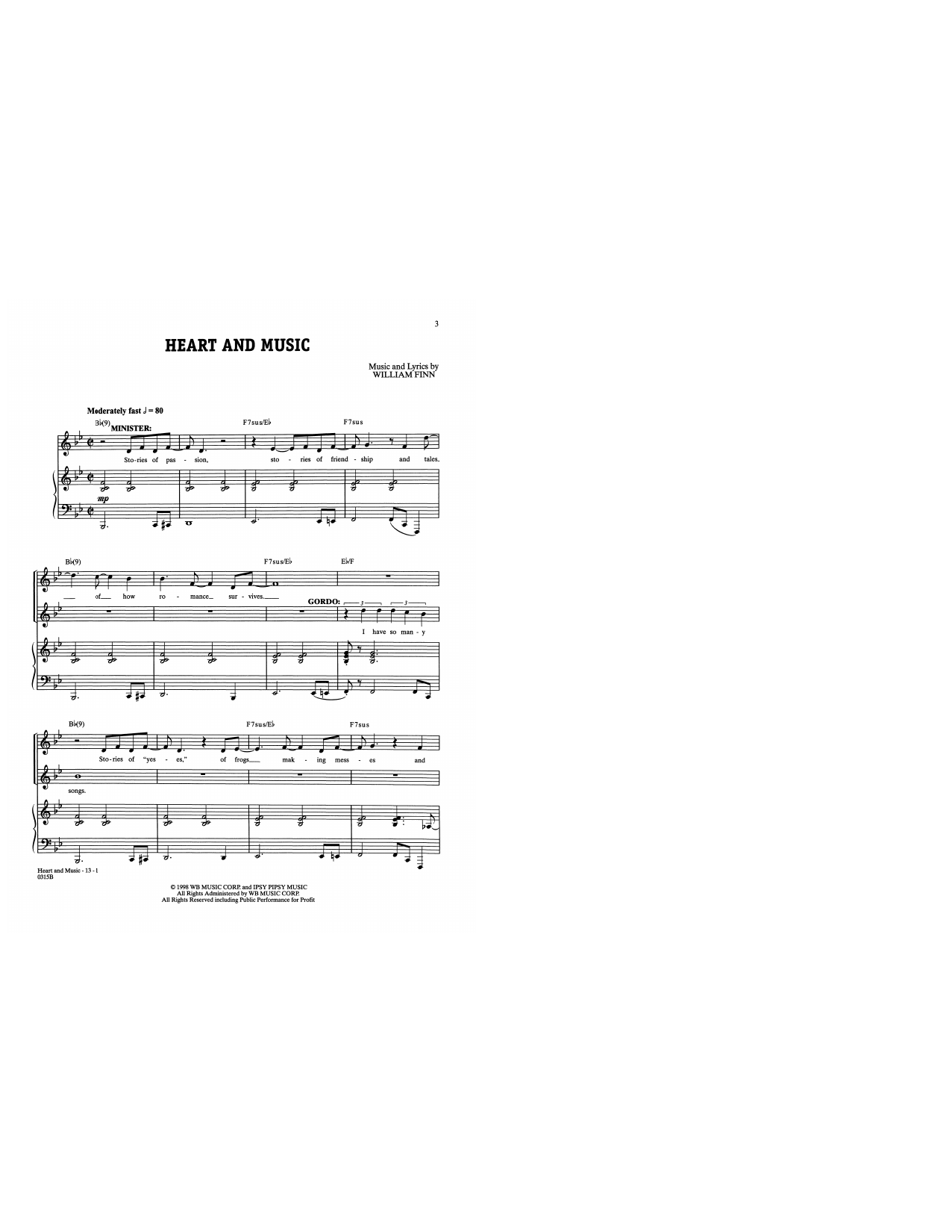 Download William Finn Heart And Music (from A New Brain) Sheet Music