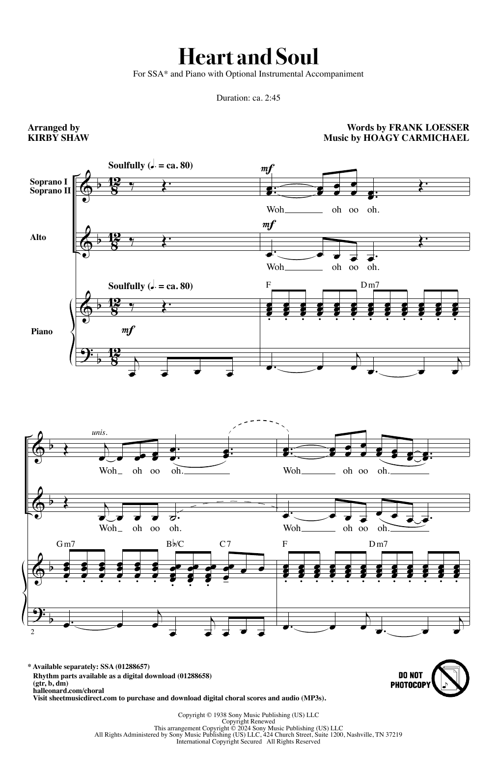 Frank Loesser & Hoagy Carmichael Heart And Soul (arr. Kirby Shaw) sheet music notes printable PDF score