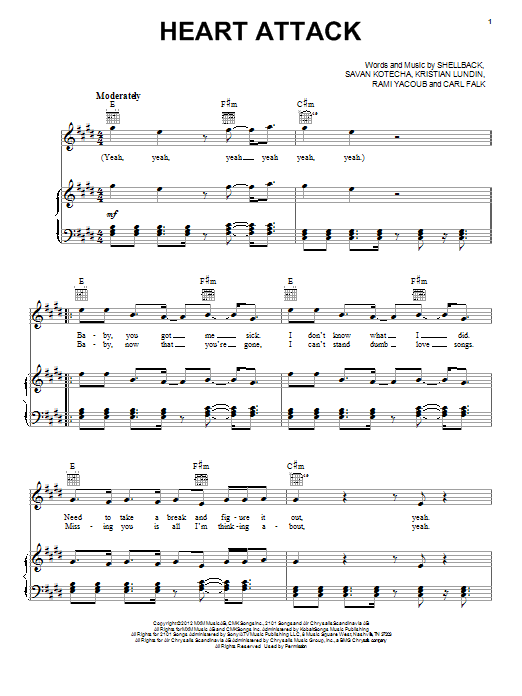 Download One Direction Heart Attack Sheet Music