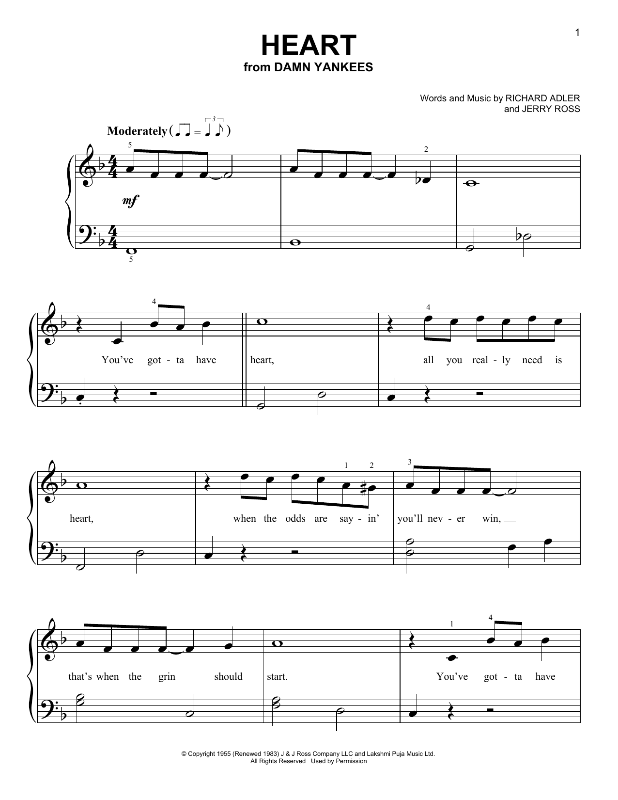 Download Richard Adler Heart (from Damn Yankees) Sheet Music