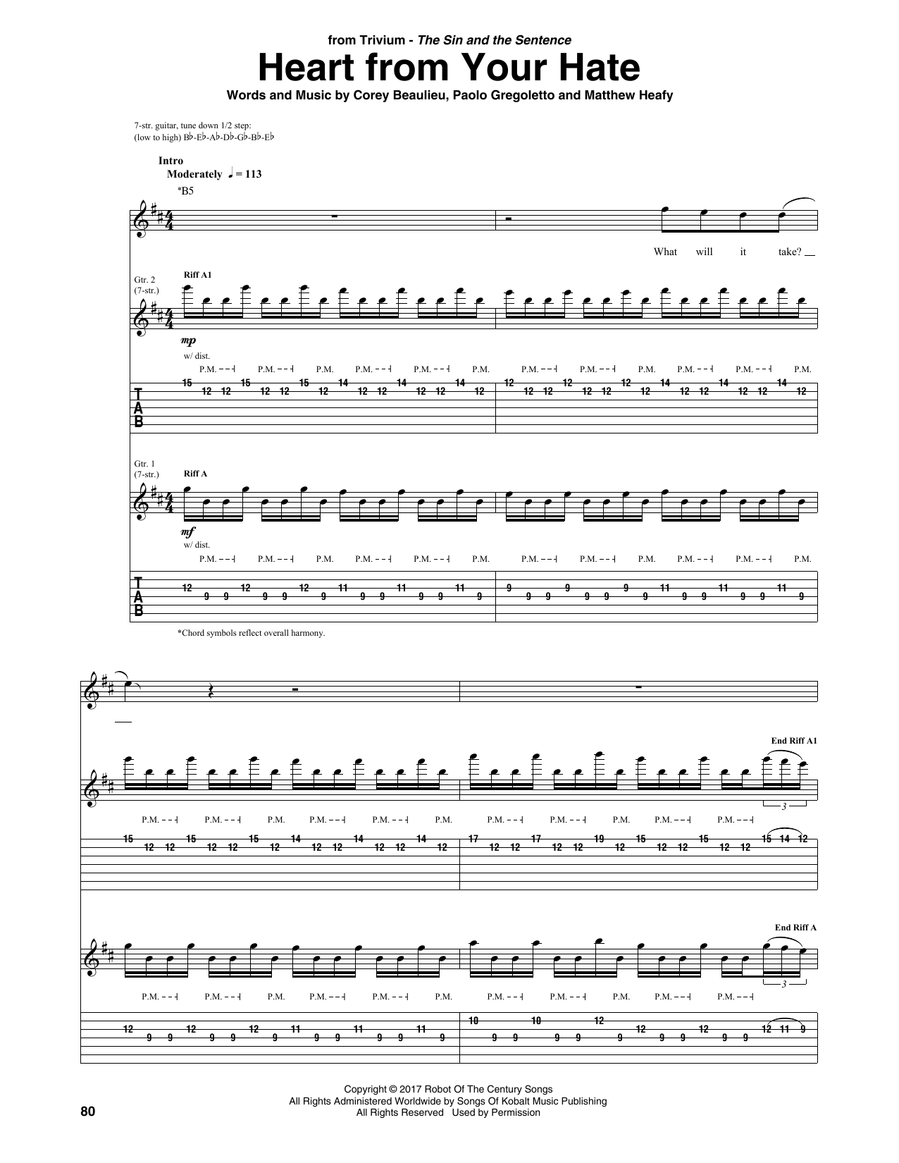 Download Trivium Heart From Your Hate Sheet Music