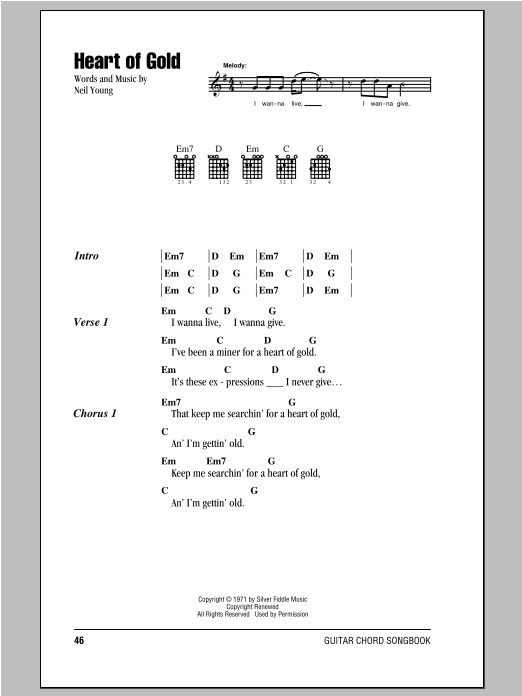 Download Neil Young Heart Of Gold Sheet Music