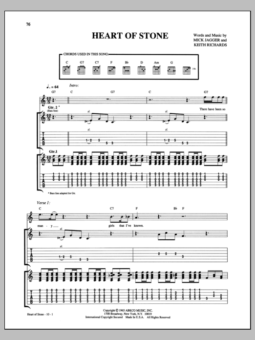 Download The Rolling Stones Heart Of Stone Sheet Music