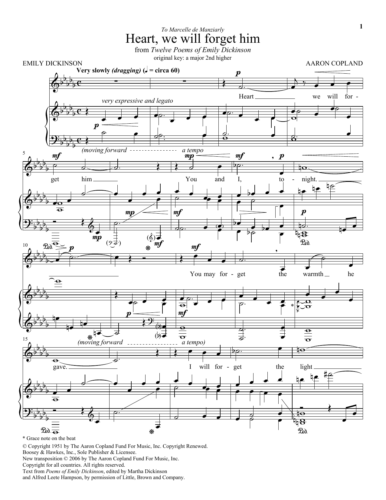 Download Aaron Copland Heart, We Will Forget Him Sheet Music