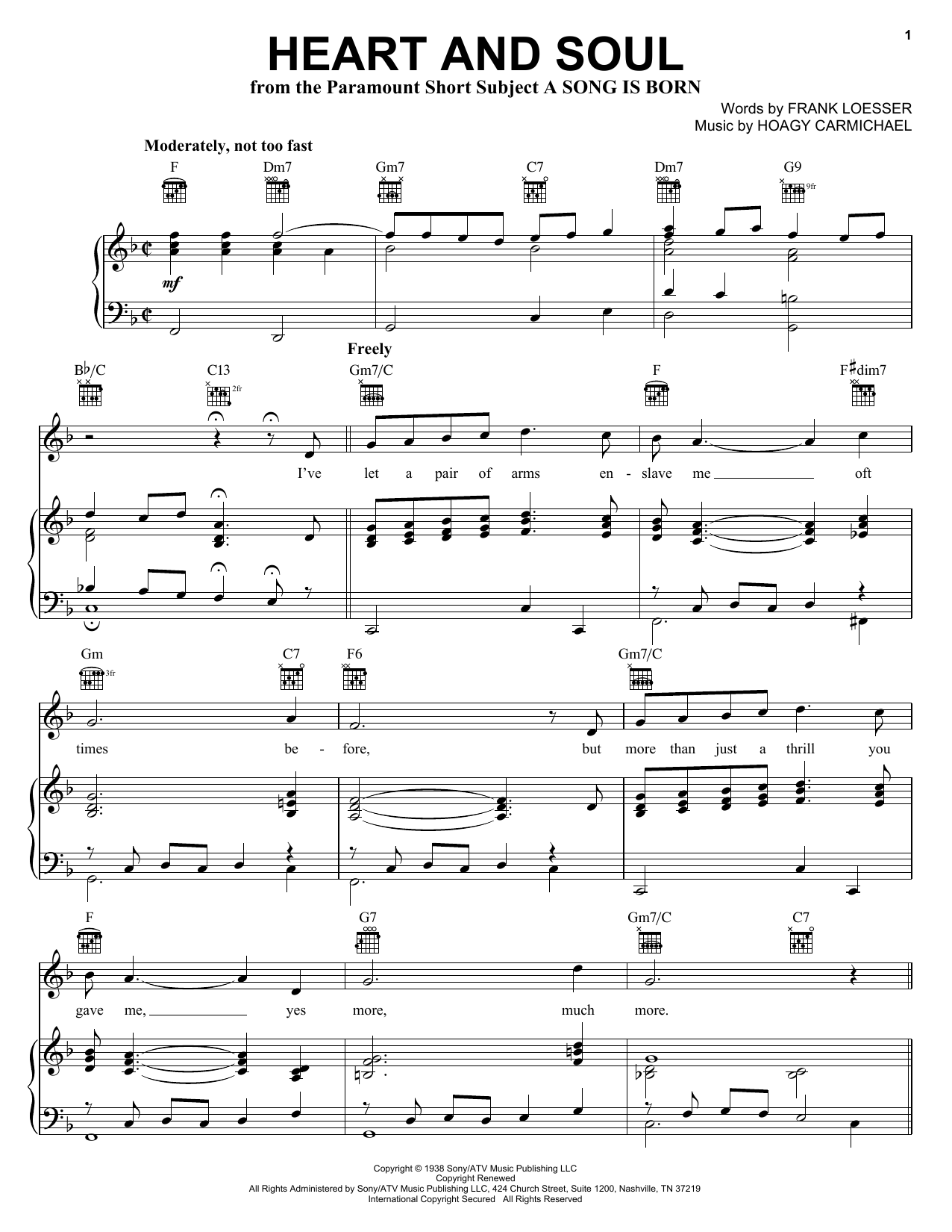 Hoagy Carmichael Heart And Soul sheet music notes printable PDF score
