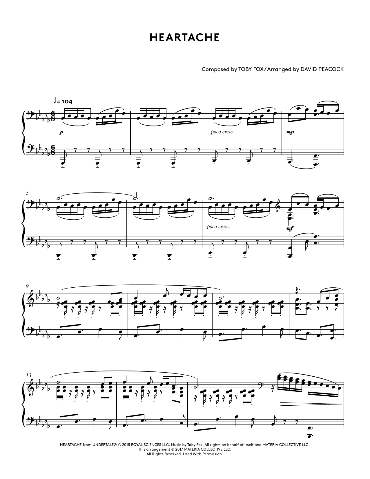 Download Toby Fox Heartache (from Undertale Piano Collect Sheet Music