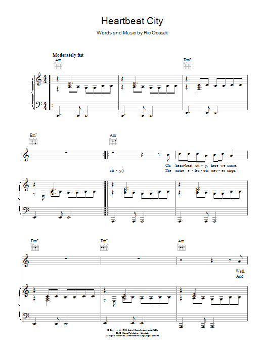 Download The Cars Heartbeat City Sheet Music