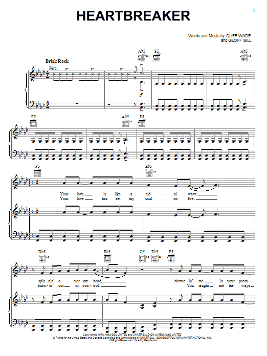 Pat Benatar Heartbreaker sheet music notes printable PDF score