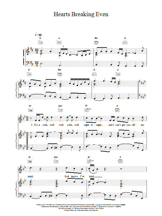 Bon Jovi Hearts Breaking Even sheet music notes printable PDF score