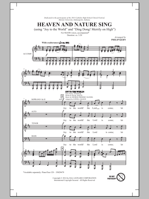 Download Philip Kern Heaven And Nature Sing Sheet Music