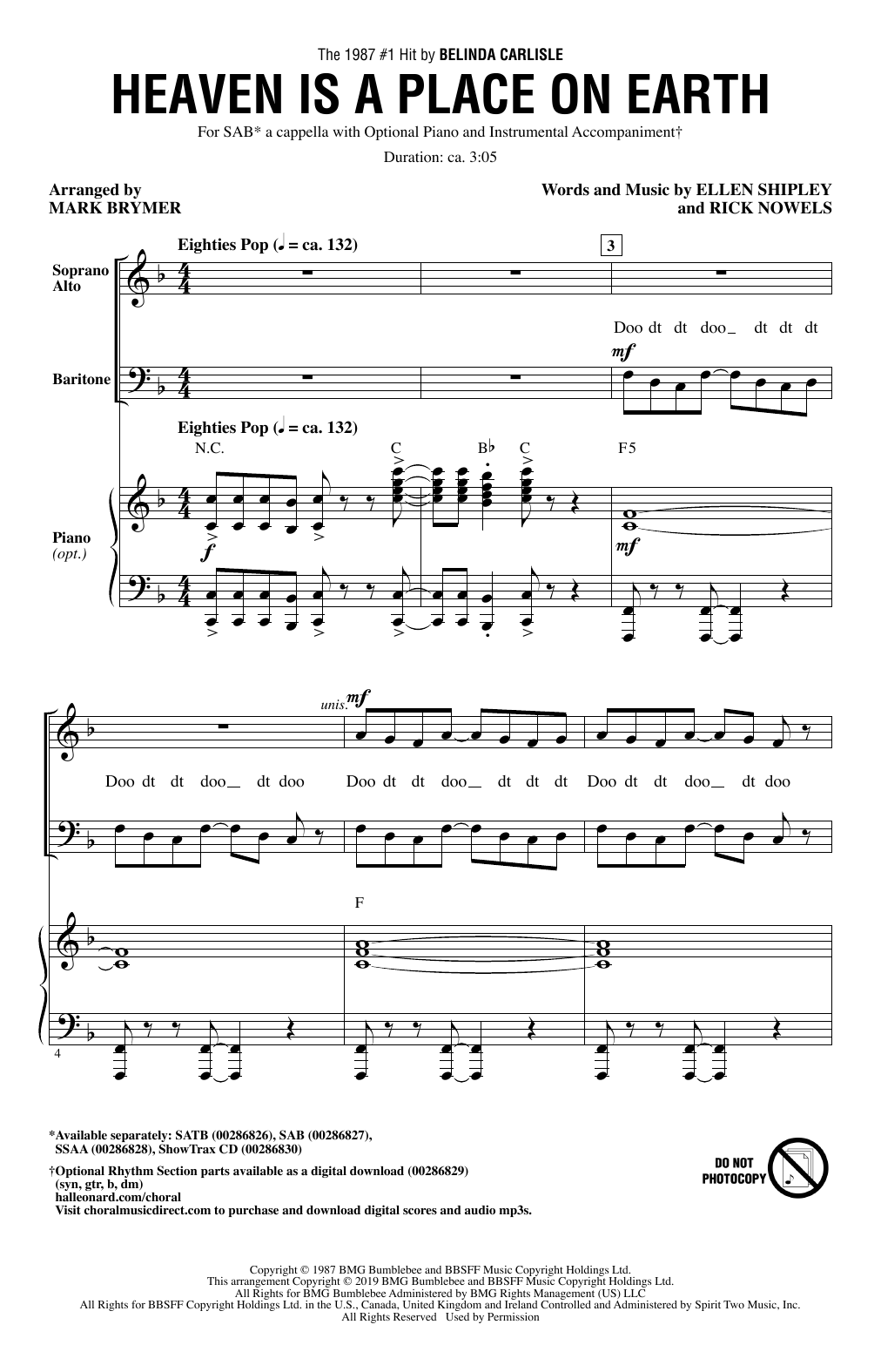 Download Belinda Carlisle Heaven Is A Place On Earth (arr. Mark B Sheet Music