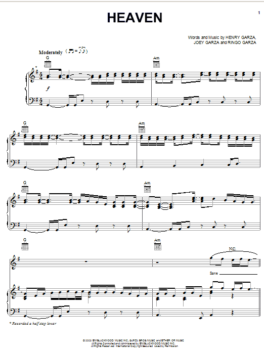 Los Lonely Boys Heaven sheet music notes printable PDF score
