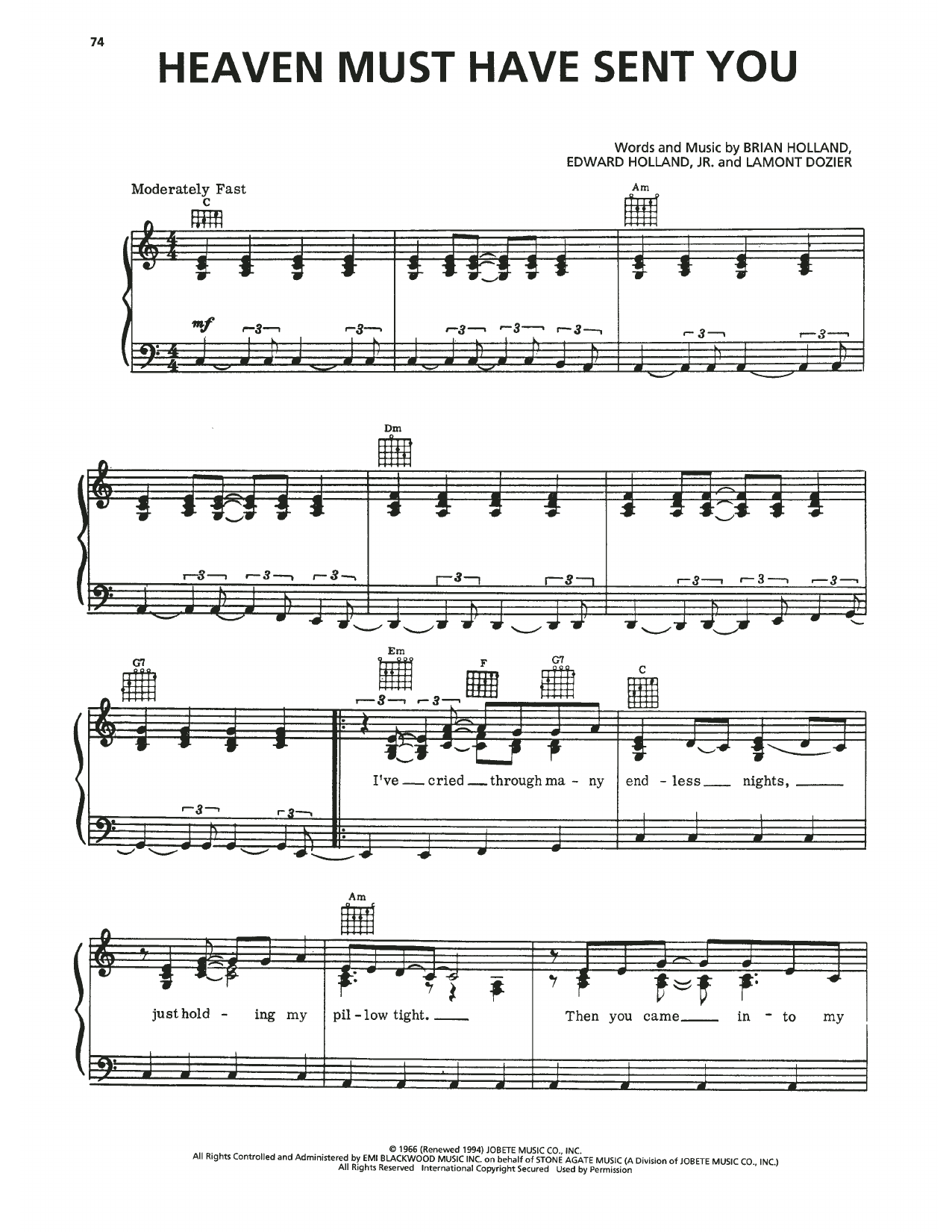 Download The Elgins Heaven Must Have Sent You Sheet Music