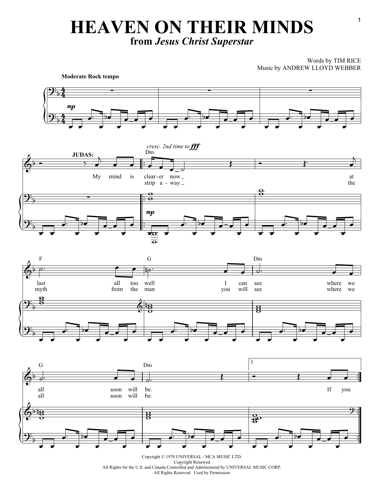 Download Andrew Lloyd Webber Heaven On Their Minds Sheet Music