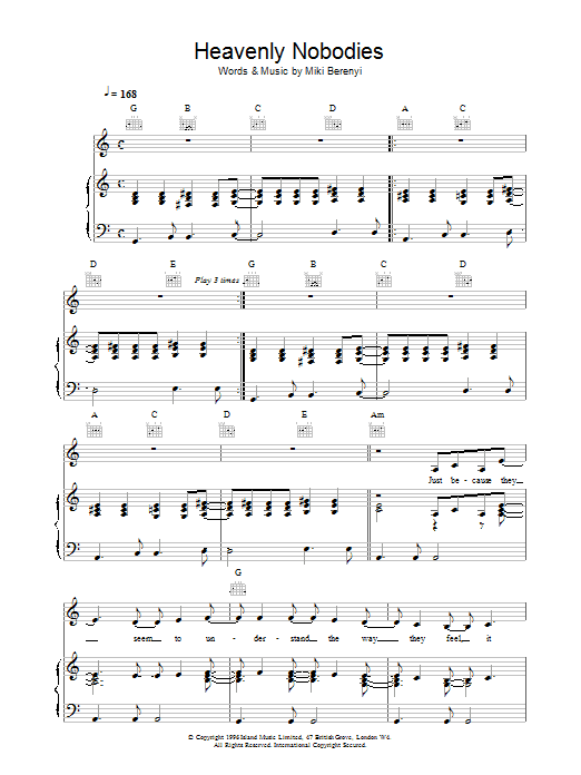 Lush Heavenly Nobodies sheet music notes printable PDF score