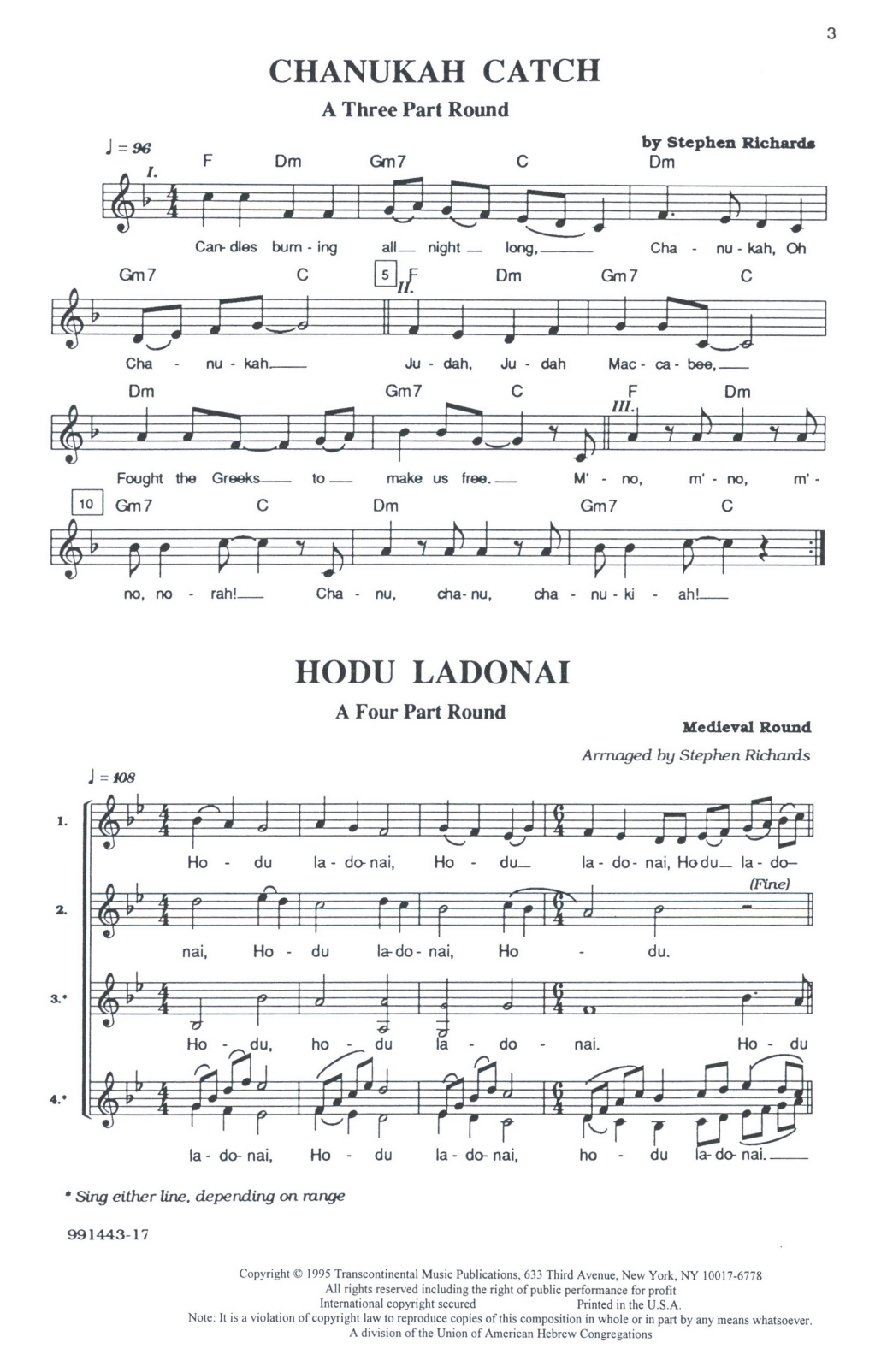 Download Stephen Richards Hebrew Part Songs And Rounds Sheet Music