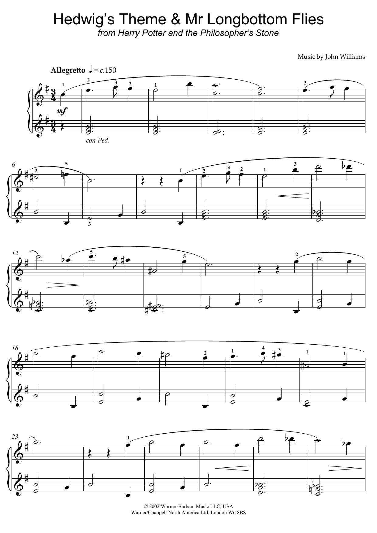 Download John Williams Hedwig's Theme and Mr Longbottom Flies Sheet Music
