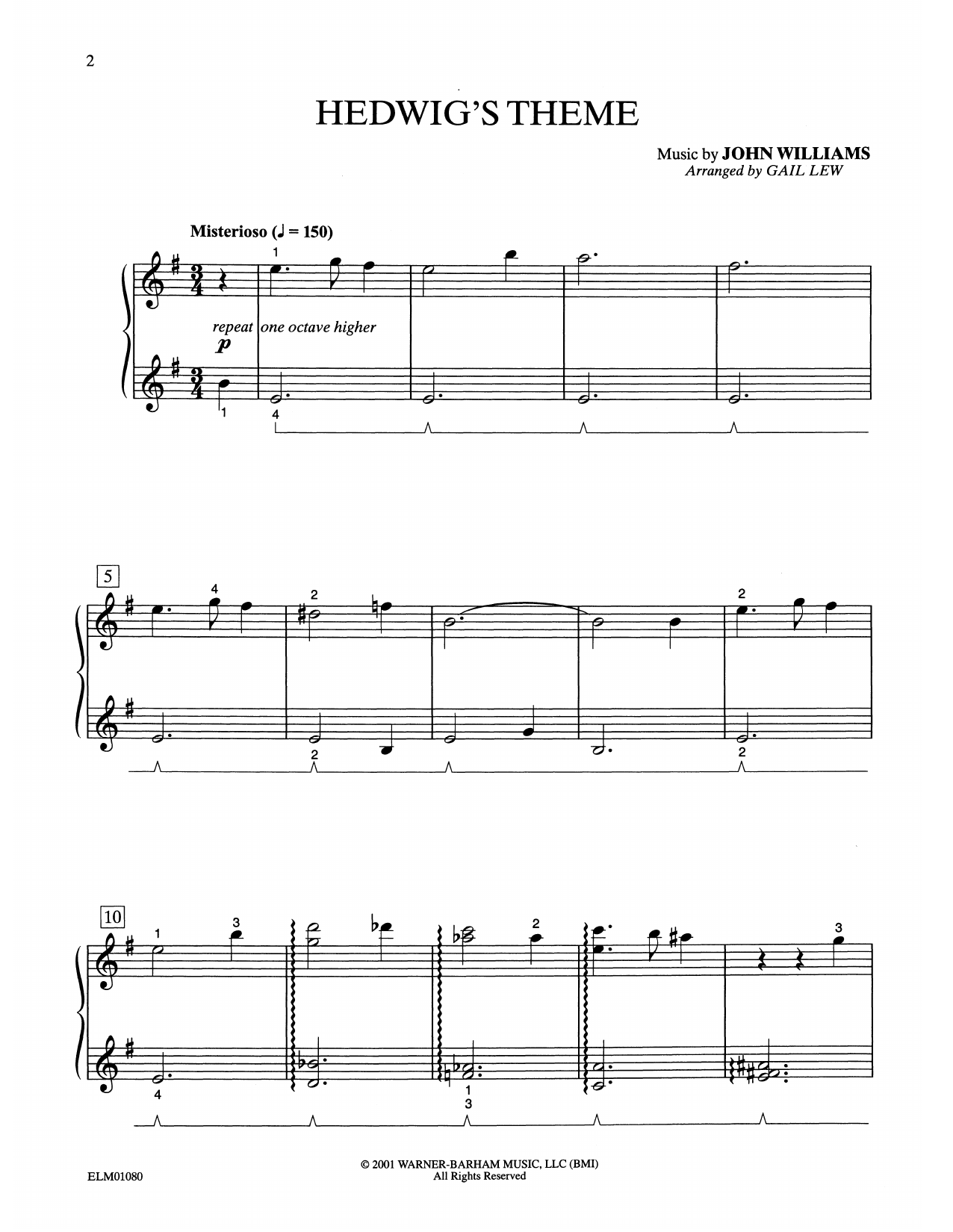 Download John Williams Hedwig's Theme (from Harry Potter) (arr Sheet Music