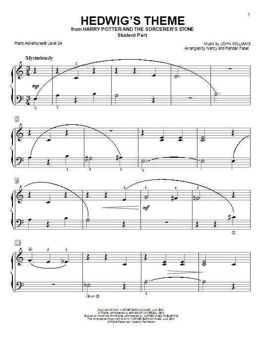 Download Nancy and Randall Faber Hedwig's Theme Sheet Music