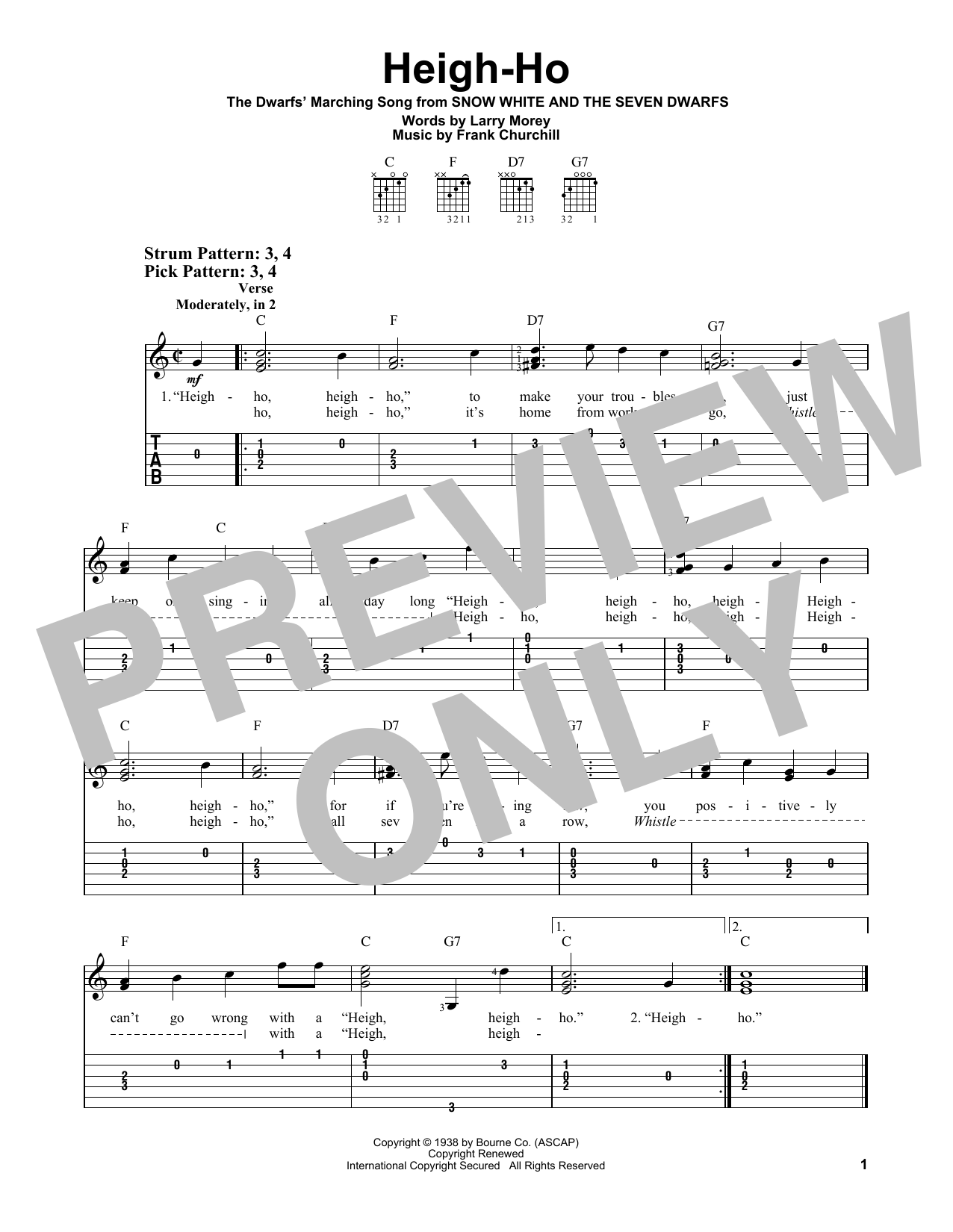 Download Larry Morey and Frank Churchill Heigh-Ho (from Walt Disney's Snow White Sheet Music