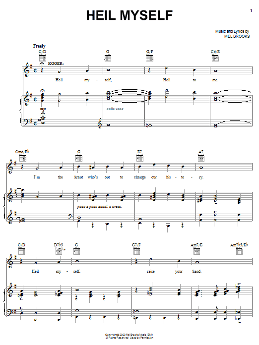 Mel Brooks Heil Myself sheet music notes printable PDF score