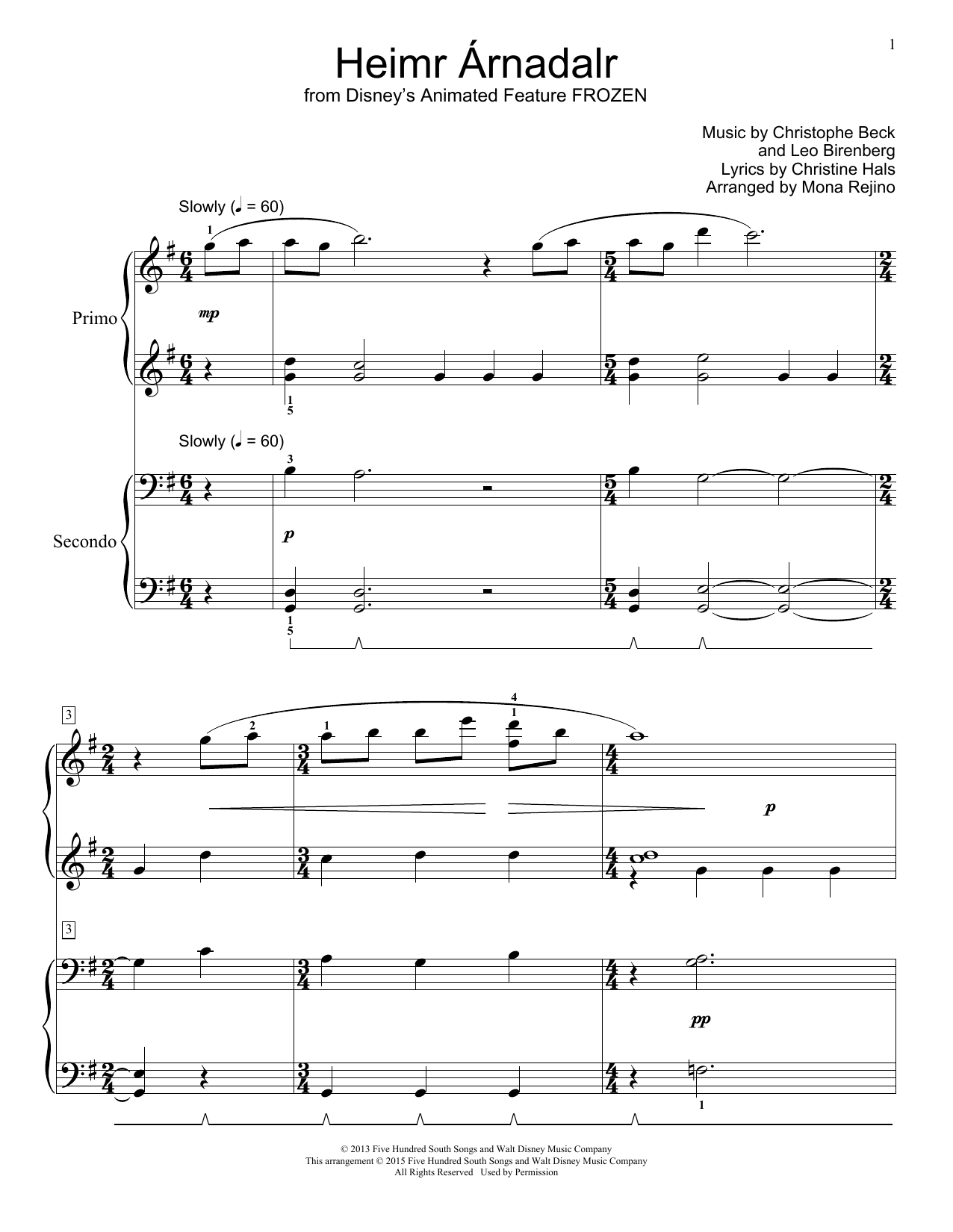 Download Christophe Beck Heimr Arnadalr (from Disney's Frozen) ( Sheet Music