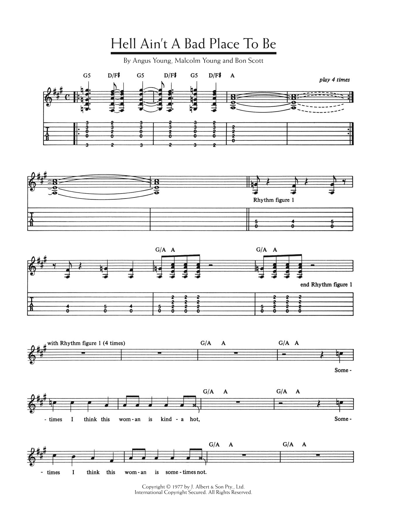 Download AC/DC Hell Ain't A Bad Place To Be Sheet Music