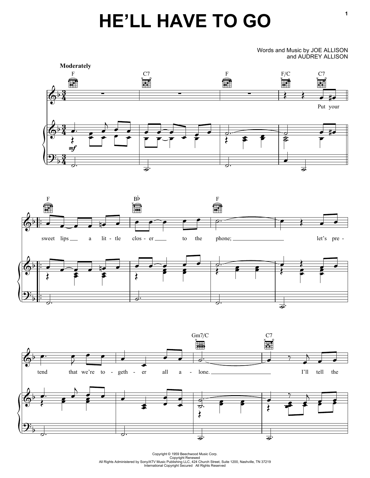 Download Jim Reeves He'll Have To Go Sheet Music