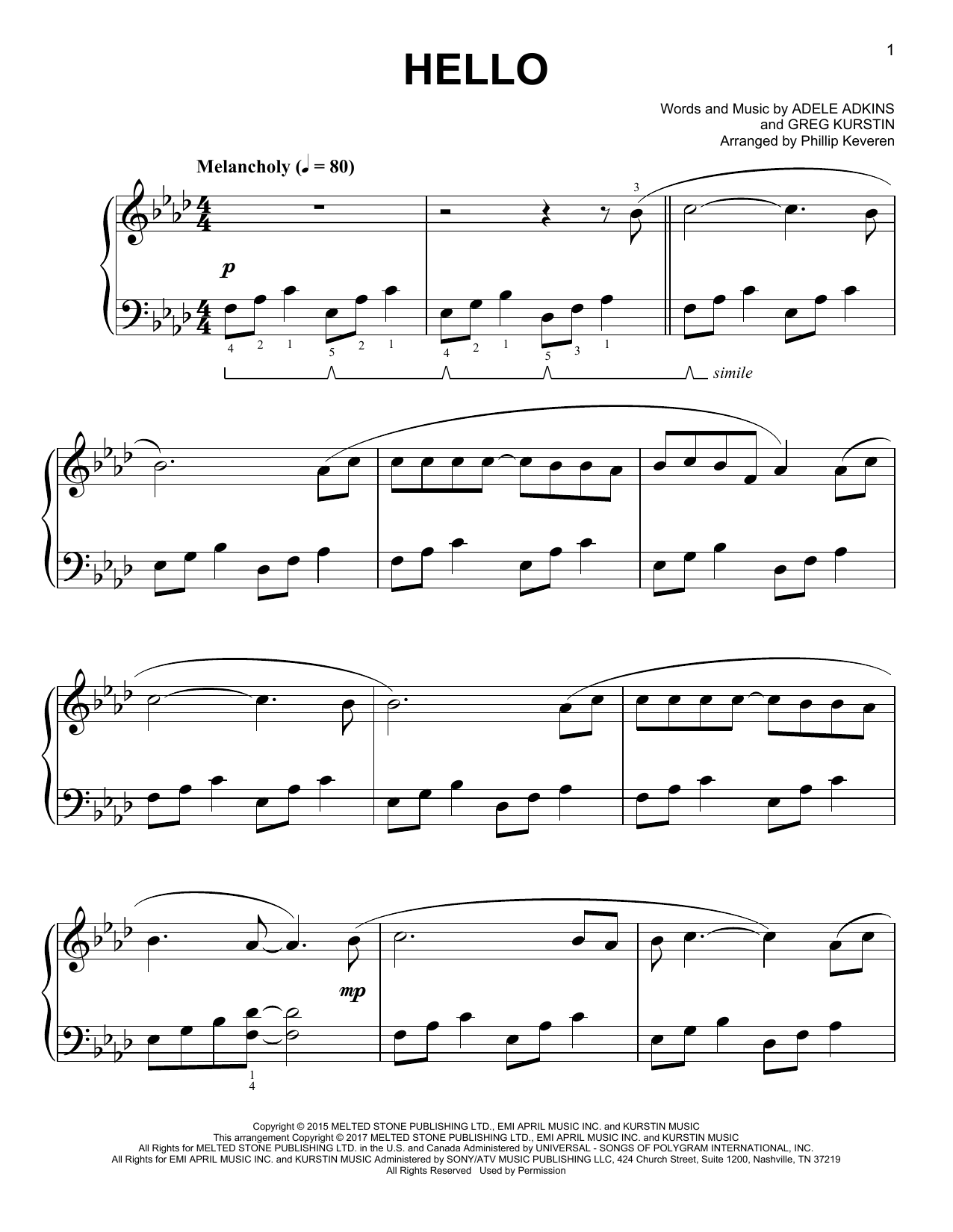 Download Adele Hello [Classical version] (arr. Phillip Sheet Music