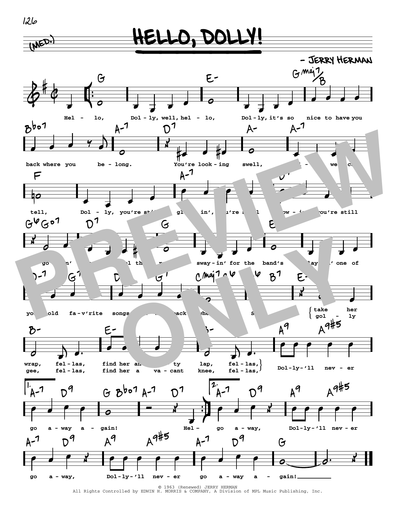 Louis Armstrong Hello, Dolly! (Low Voice) sheet music notes printable PDF score