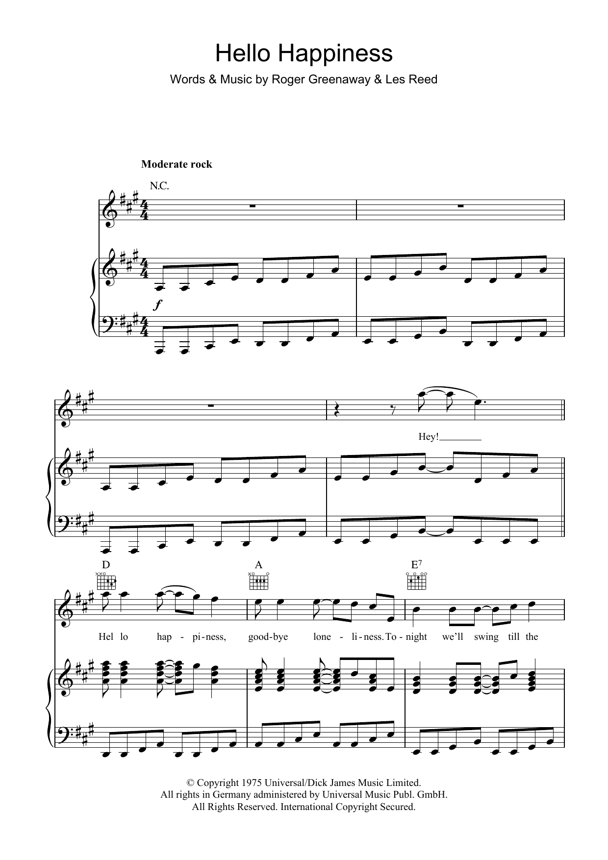 Download The Drifters Hello Happiness Sheet Music