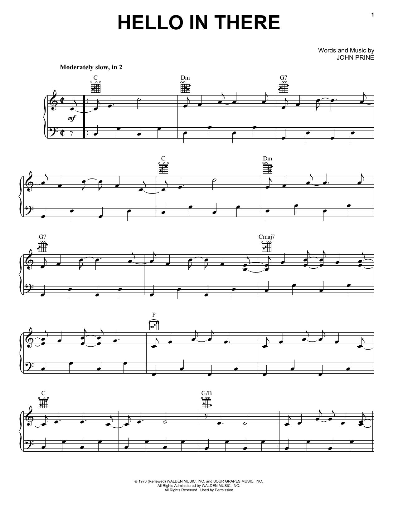 Download John Prine Hello In There Sheet Music