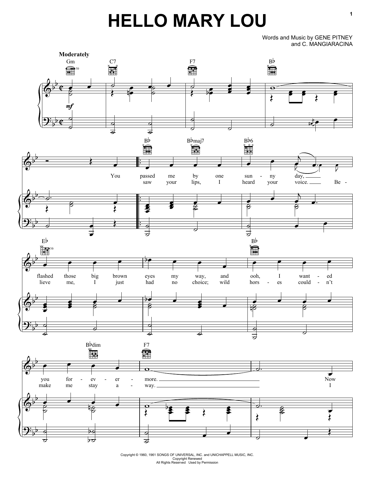 Download Ricky Nelson Hello Mary Lou Sheet Music