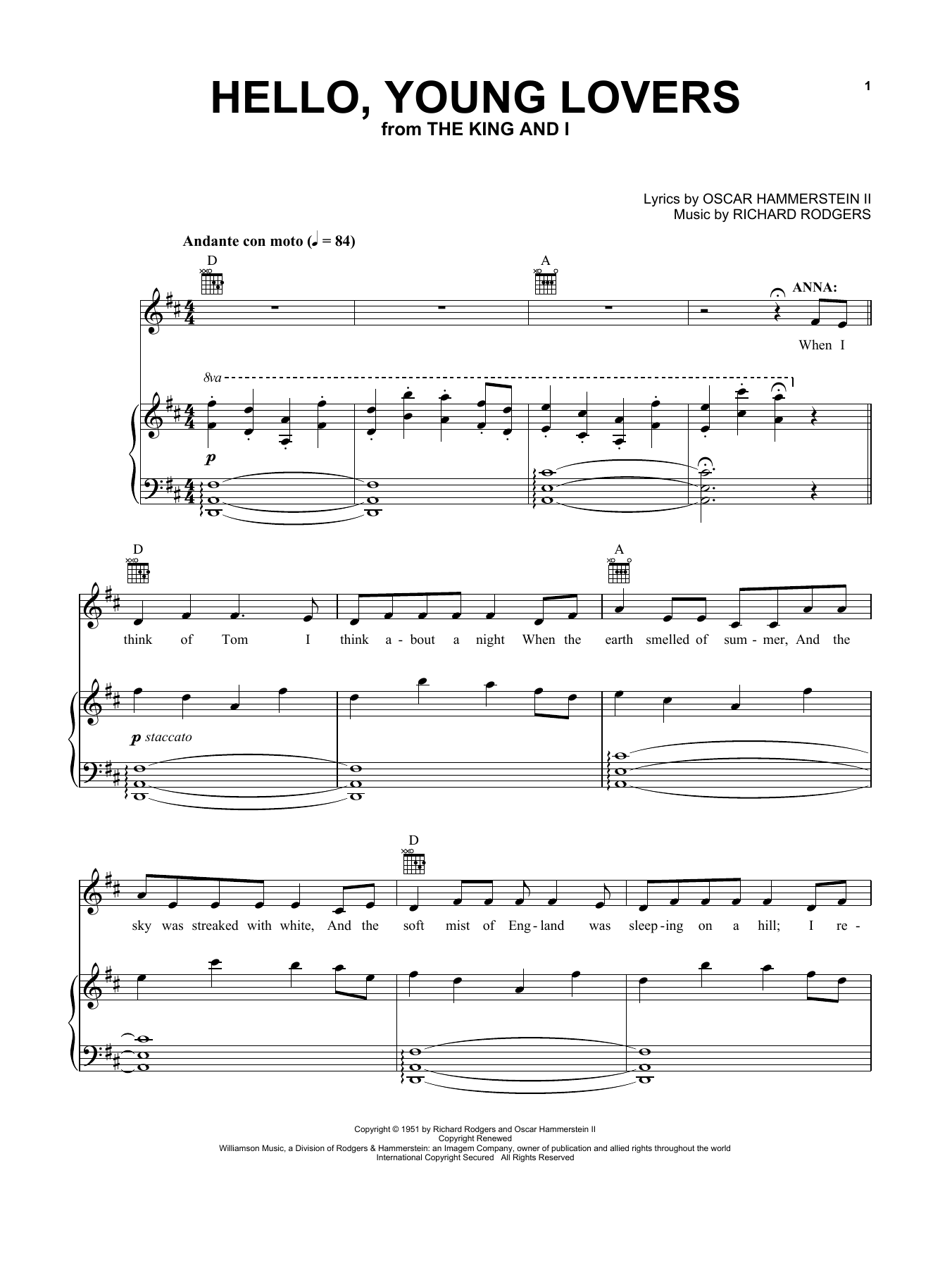 Download Rogers & Hammerstein Hello, Young Lovers Sheet Music