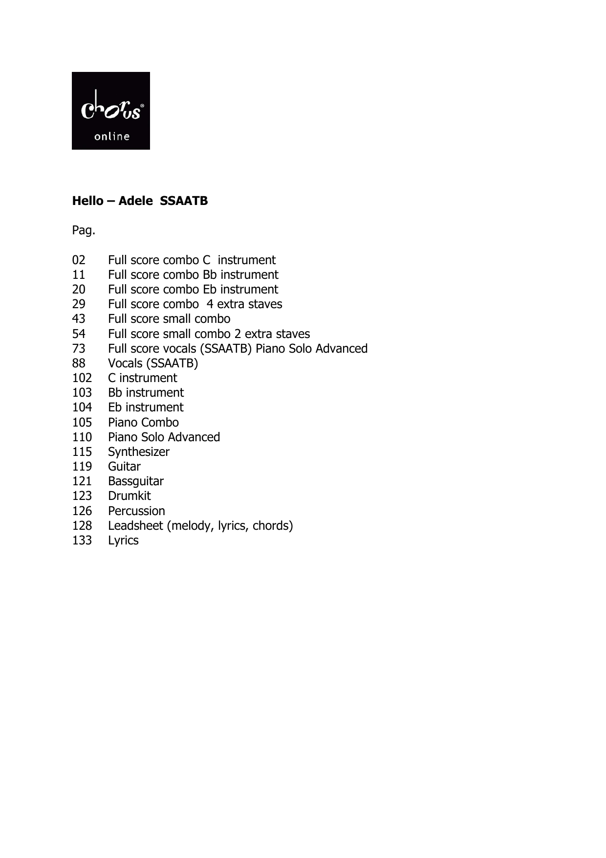Adele Hello (arr. Peter van Lonkhuijsen) sheet music notes printable PDF score