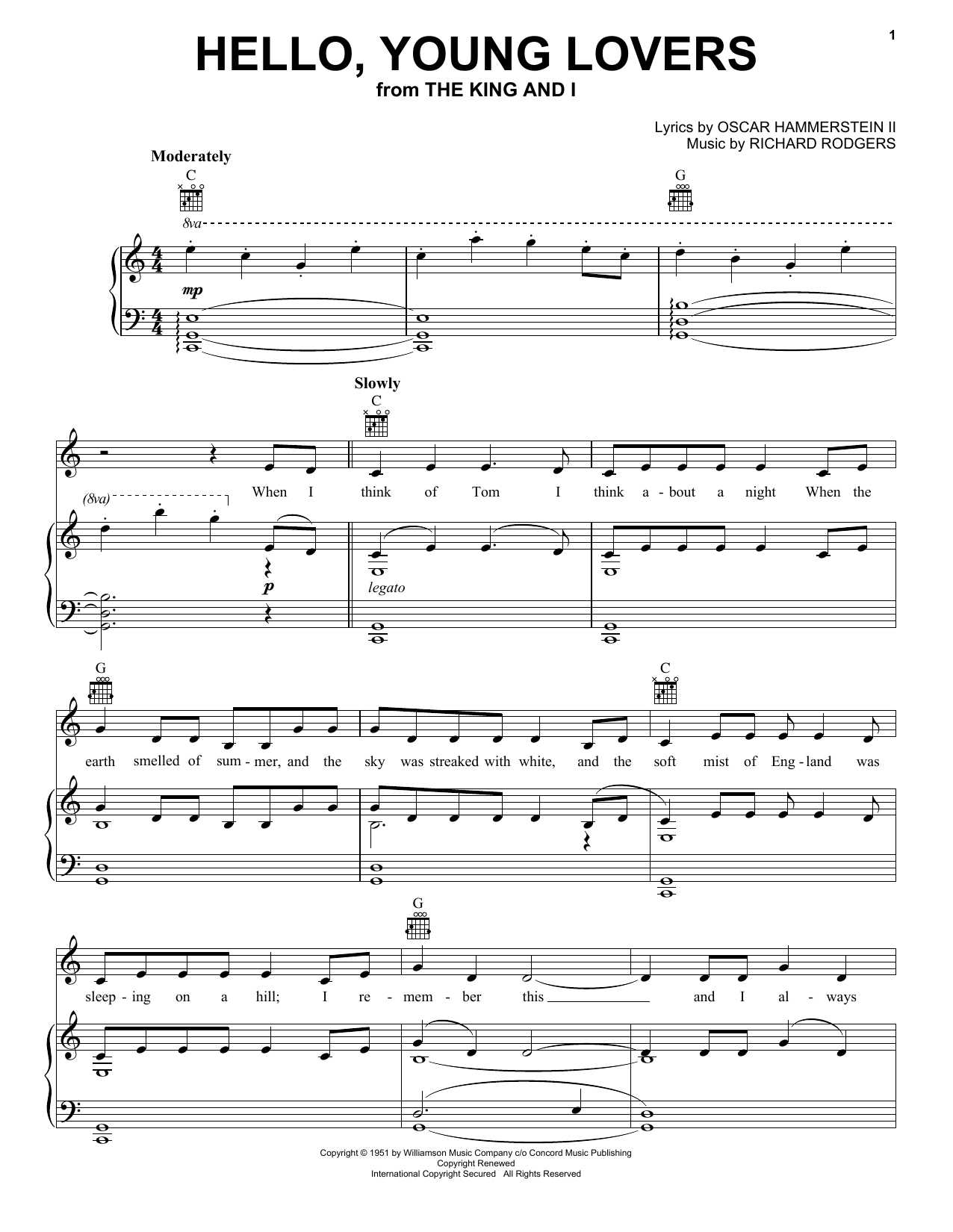Rodgers & Hammerstein Hello, Young Lovers sheet music notes printable PDF score