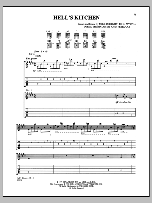 Download Dream Theater Hell's Kitchen Sheet Music