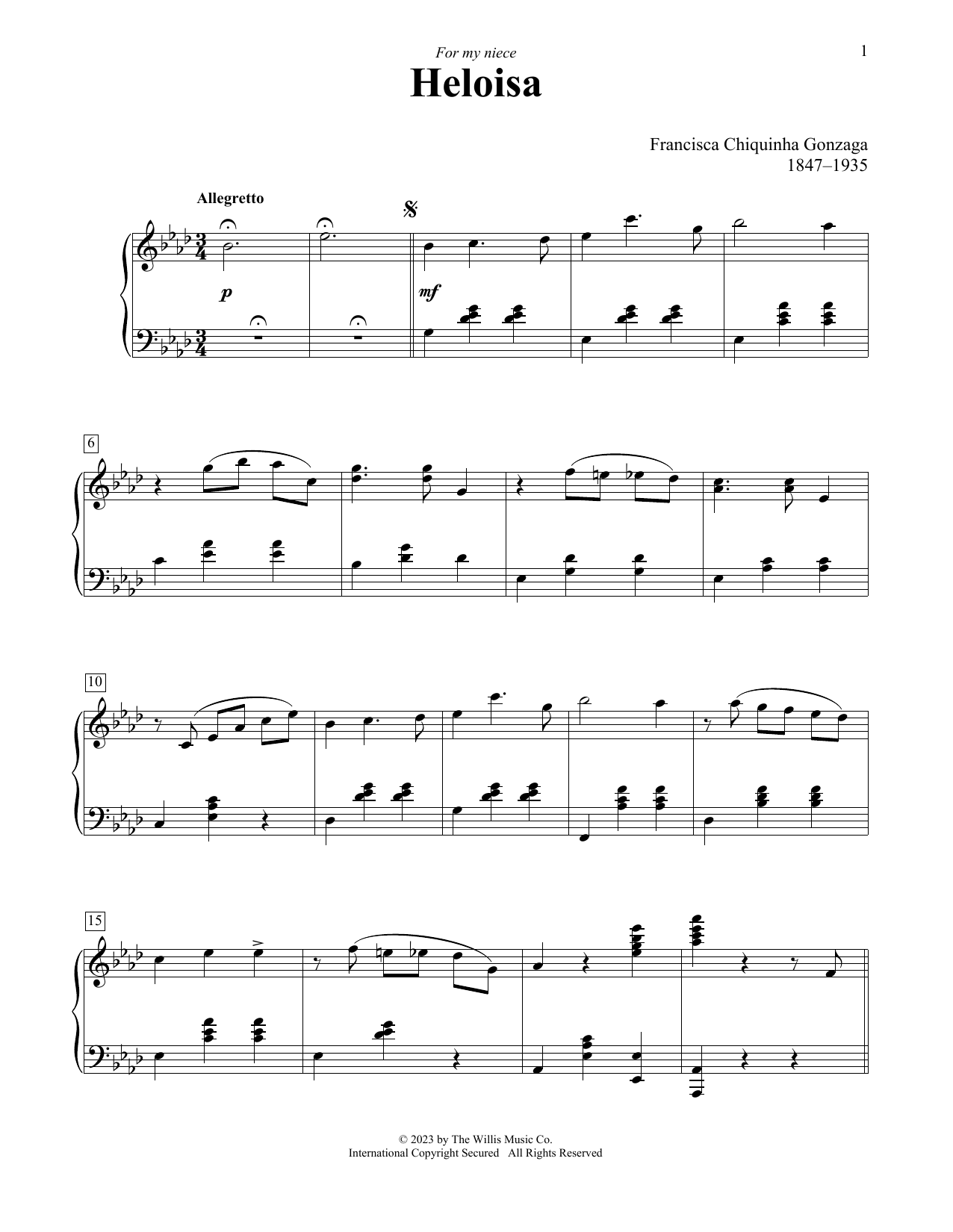 Chiquinha Gonzaga Heloisa sheet music notes printable PDF score