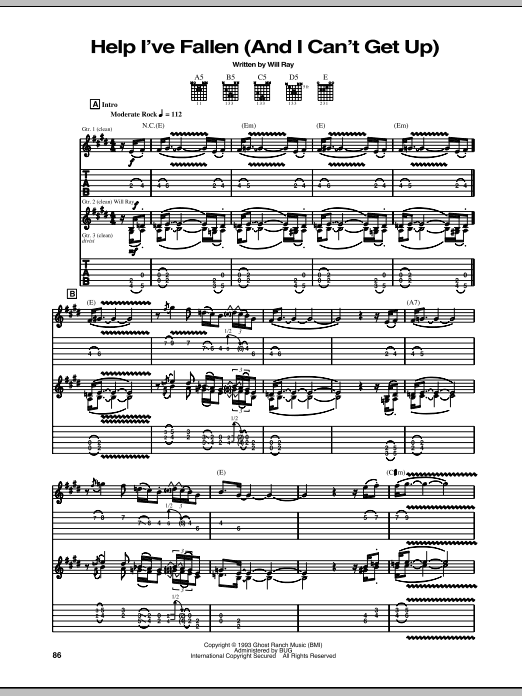 Download The Hellecasters Help I've Fallen (And I Can't Get Up) Sheet Music