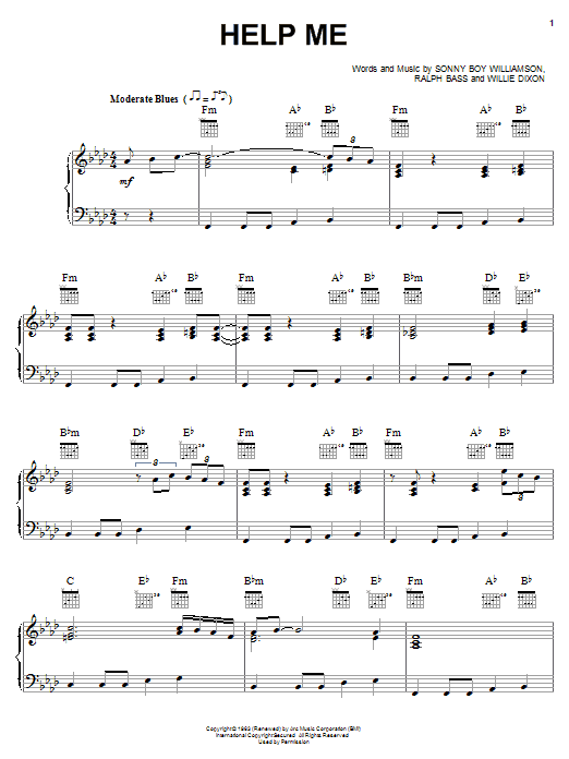 Sonny Boy Williamson Help Me sheet music notes printable PDF score