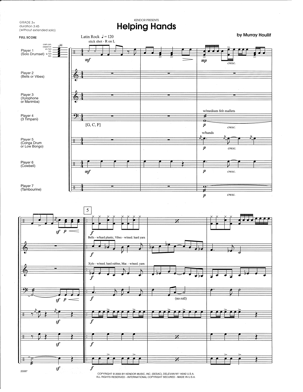 Download Murray Houllif Helping Hands - Full Score Sheet Music