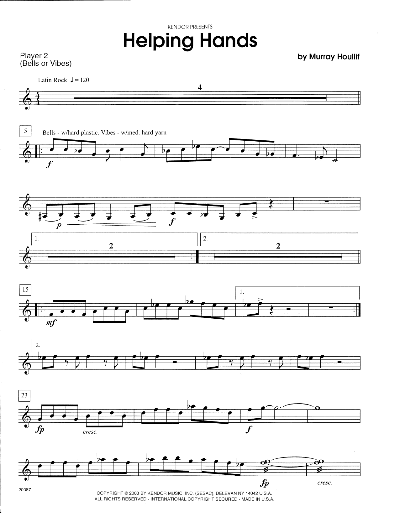 Download Murray Houllif Helping Hands - Percussion 2 Sheet Music